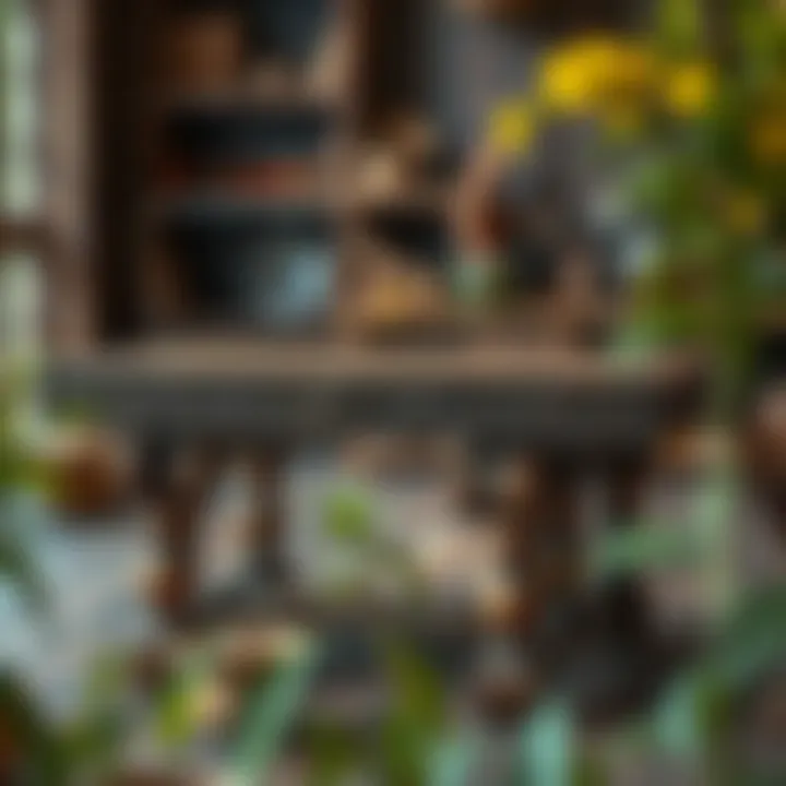 Craftsmanship of a wooden table with intricate details