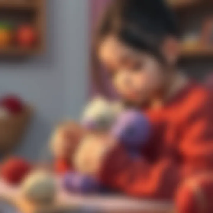 A beginner crocheting an amigurumi item with focus