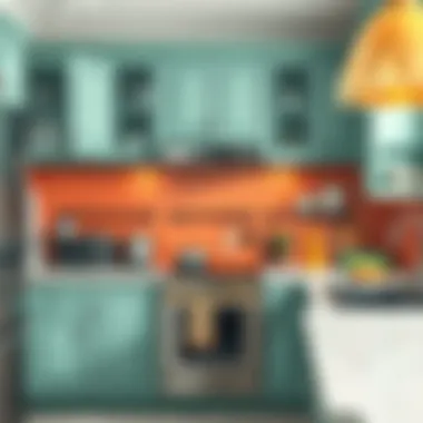 Colorful kitchen cabinet transformation