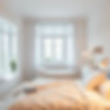 Lighting effects on color perception in a white-themed bedroom