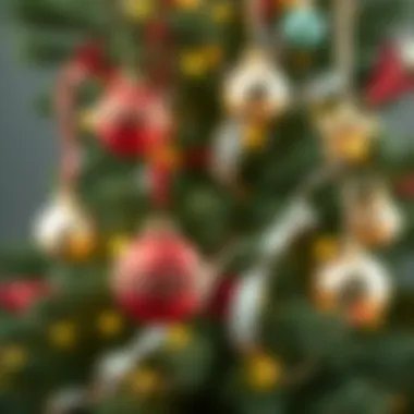 Elegant Ornaments on a Christmas Tree A beautifully adorned Christmas tree with elegant ornaments and twinkling lights.