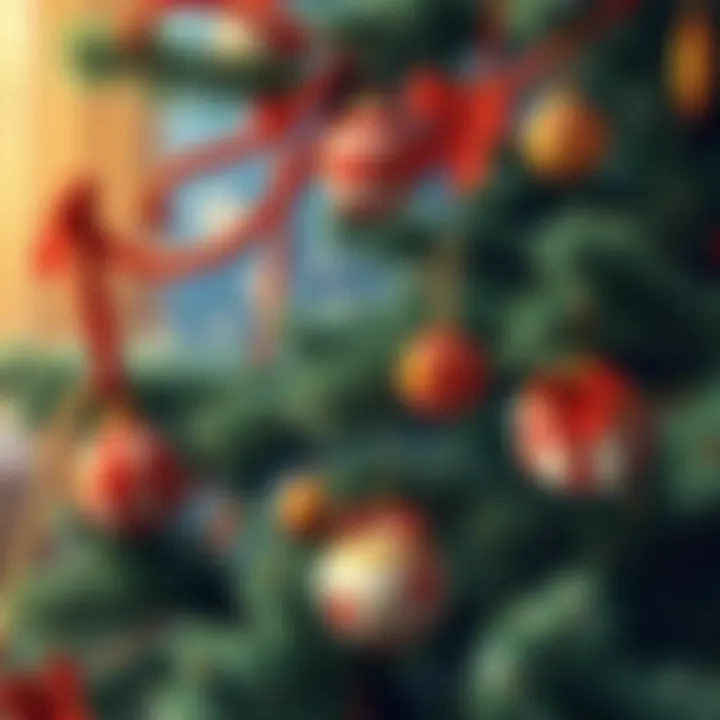 Traditional Decorations in a Christmas Tree A traditional Christmas tree showcasing classic decorations and warm colors.