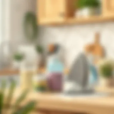 Natural cleaning products arranged on a kitchen counter