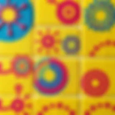 Colorful patterns created with a sponge on a wall