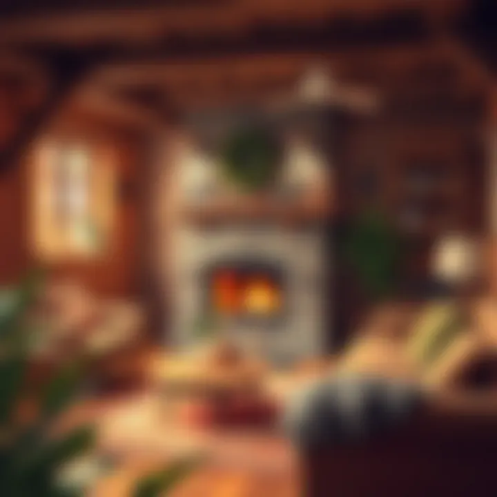 Cozy living room featuring a rustic fireplace