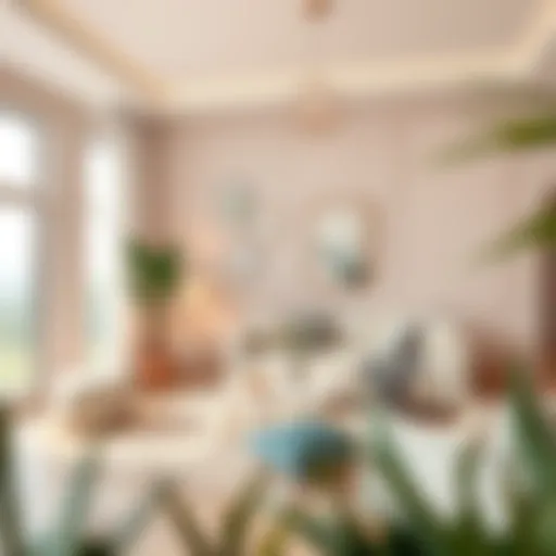 Serene living room with soft pastel colors