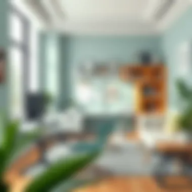 Stylish office space with contemporary color scheme