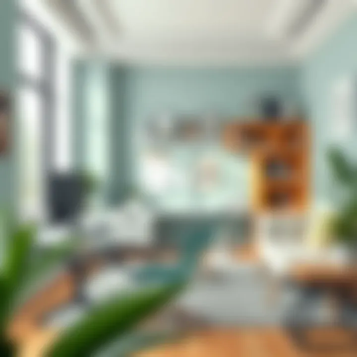 Stylish office space with contemporary color scheme