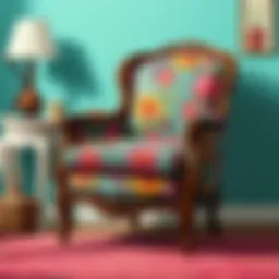 A beautifully restored armchair showcasing vibrant upholstery