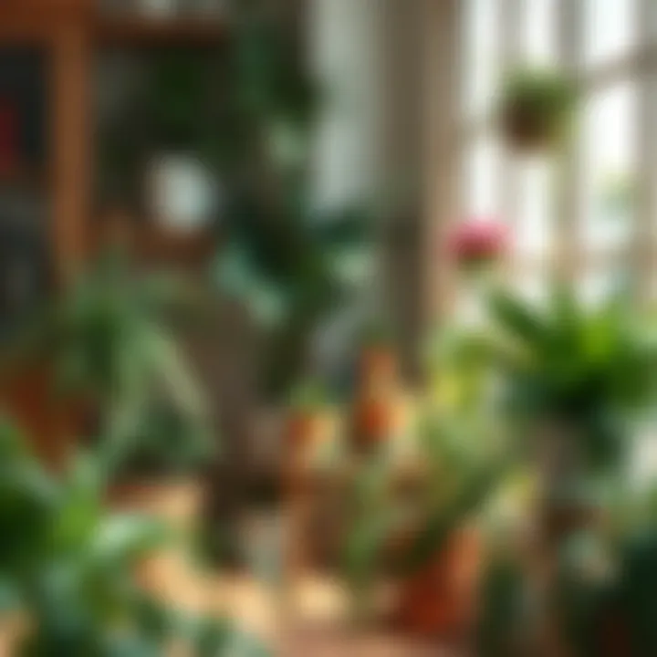 Elegant display of indoor plants contributing to air quality