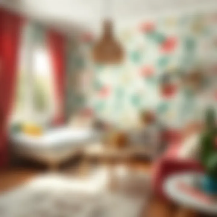 Cozy room adorned with stylish wallpaper designed for teenagers