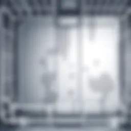 Close-up of a gray dishwasher interior showing stains