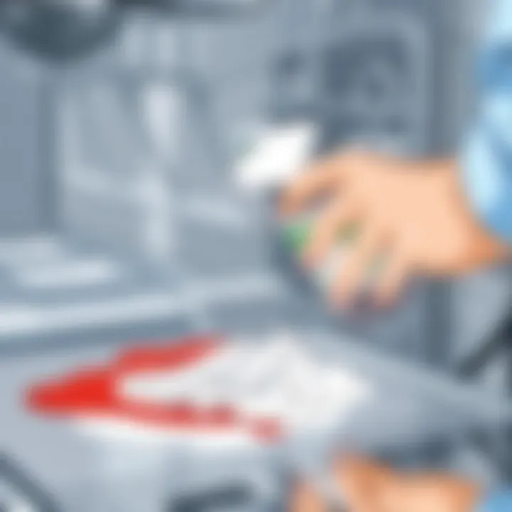 Effective Cleaning Techniques for Stains A person using a cleaning solution on a dishwasher stain