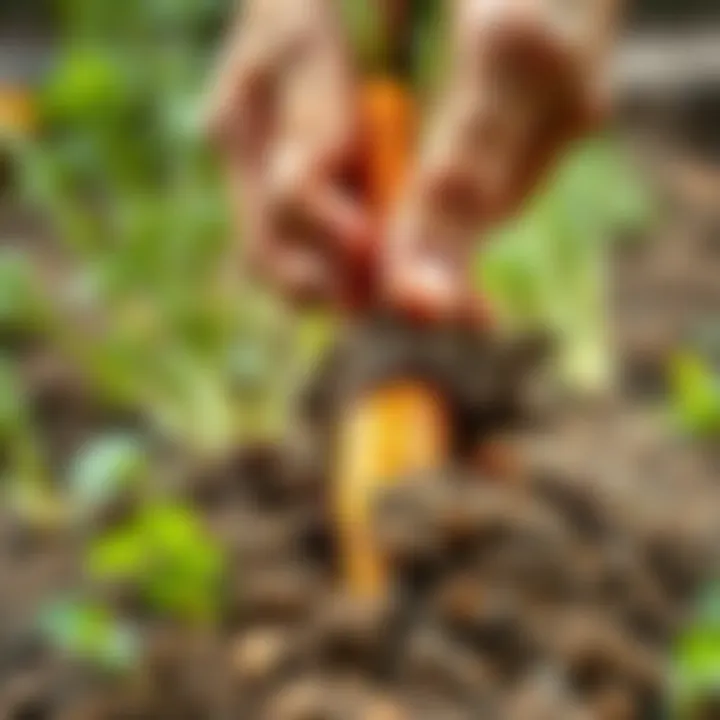 Preparing Soil for Carrots Close-up of rich soil being prepared for carrot cultivation