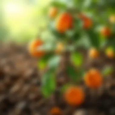 Healthy apricot plant with rich soil
