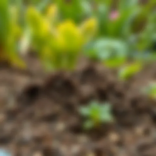Rich and fertile humus soil in a garden setting