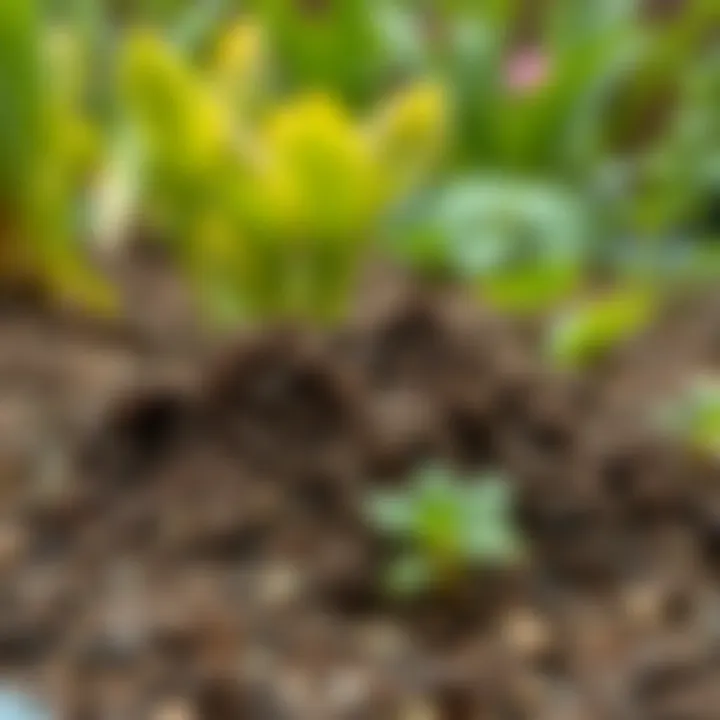 Rich and fertile humus soil in a garden setting