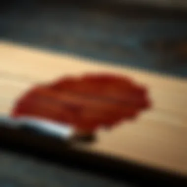 Close-up of ink stain on a wooden surface