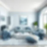 Contemporary living room painted in soft blue tones