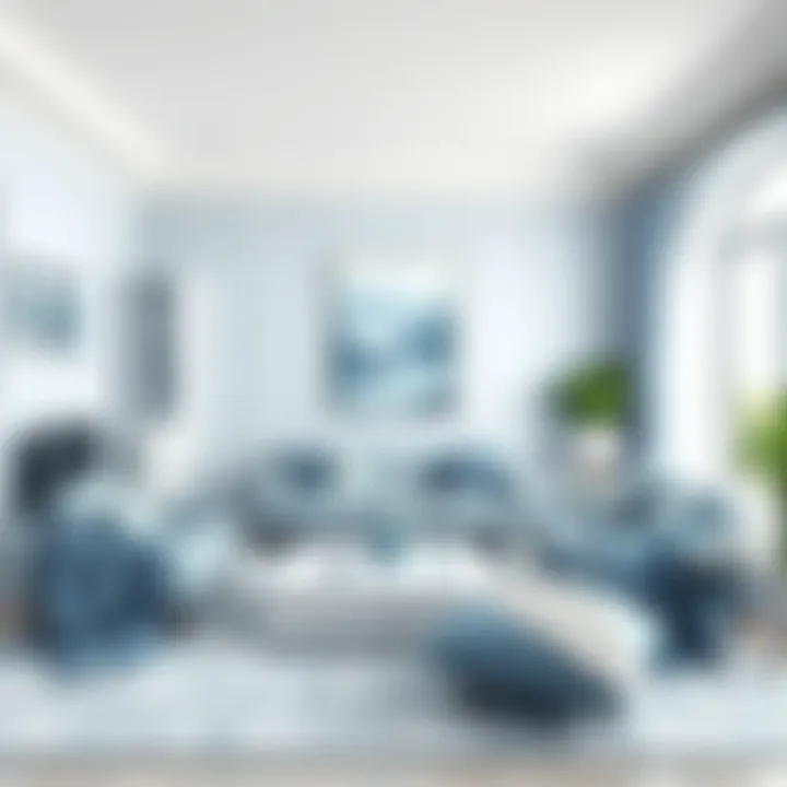 Soft Blue Tones in Living Space Contemporary living room painted in soft blue tones