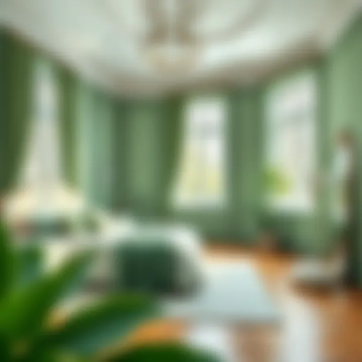 Serene Green Palette in Bedroom Elegant bedroom showcasing a serene green palette