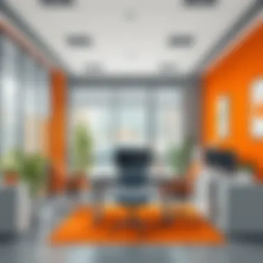 Dynamic Orange and Gray in Office Space Vibrant office space with dynamic orange and gray hues