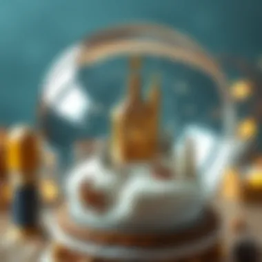 Close-up of the intricate details in a snow globe highlighting craftsmanship