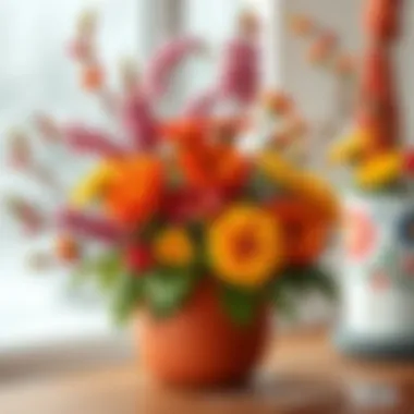 Colorful Winter Potted Flowers A vibrant winter potted flower arrangement bringing color to a chilly room