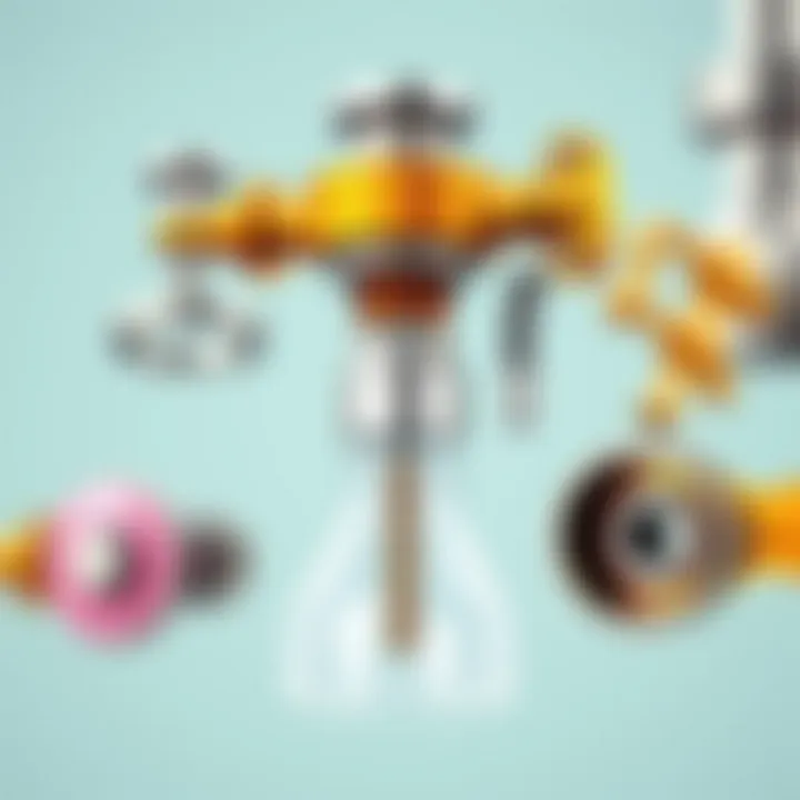 Close-up of kitchen faucet components