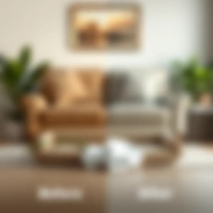 Before and after sofa cleaning comparison