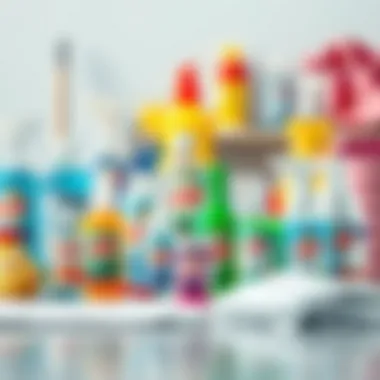 Chemical cleaning products arranged neatly