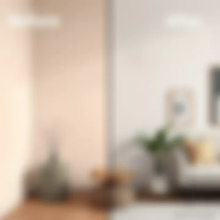 Before and after of a room painted with a lighter color