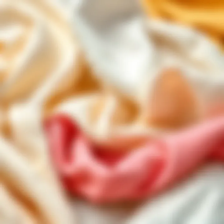 Various textiles showcasing cream and accent colors