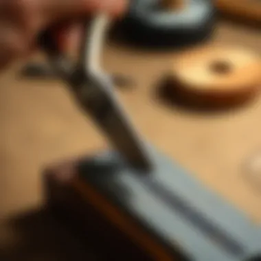 Precision Sharpening Techniques Precision sharpening of scissors with a whetstone.