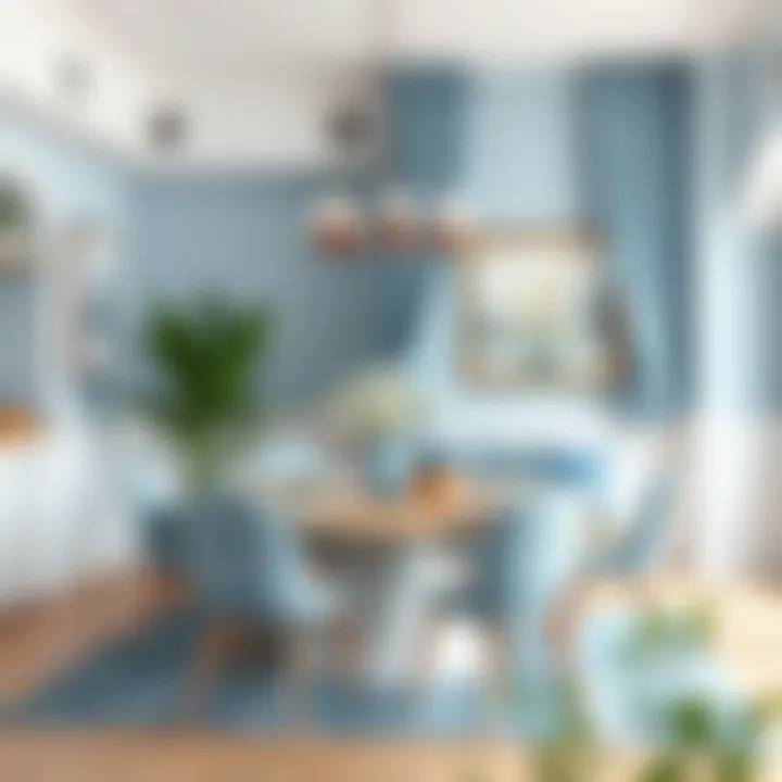 Stylish dining area adorned with calming blue details
