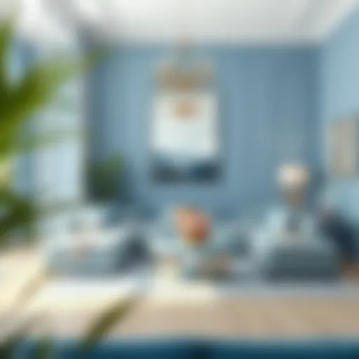 Tranquil blue living room with elegant decor