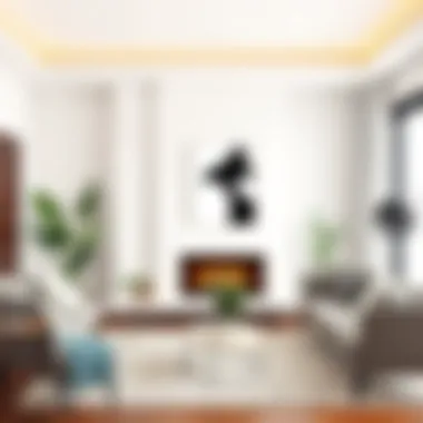 Minimalist fireplace with contemporary furniture