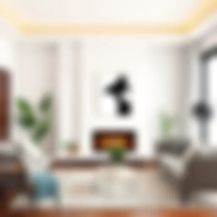 Minimalist fireplace with contemporary furniture