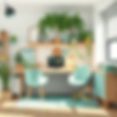 Inspiring Workspace with Mint Green Touches A creative workspace featuring mint green accents