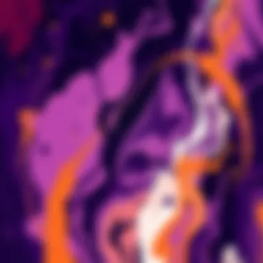 Abstract Art in Purple and Orange Abstract artwork showcasing the fusion of purple and orange hues.