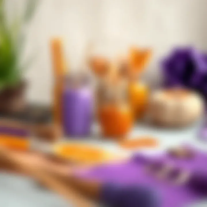 DIY Project with Purple and Orange Elements Creative DIY project using purple and orange materials.