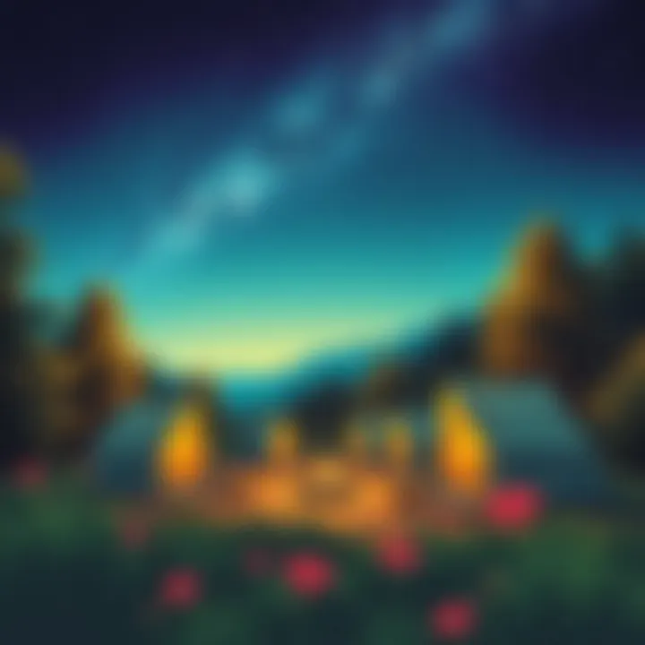 An inviting campsite with tents set up under a starlit sky