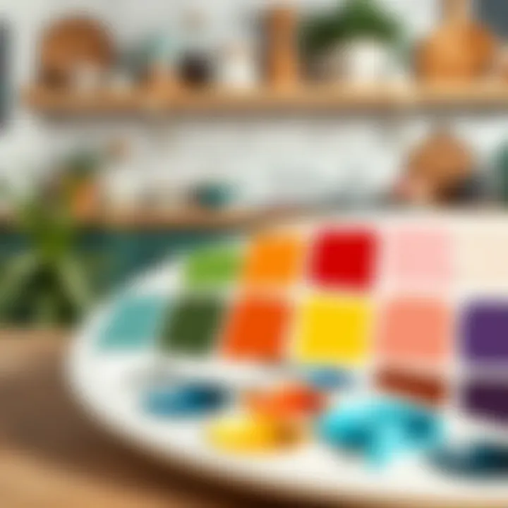Vibrant kitchen paint colors displayed on a palette