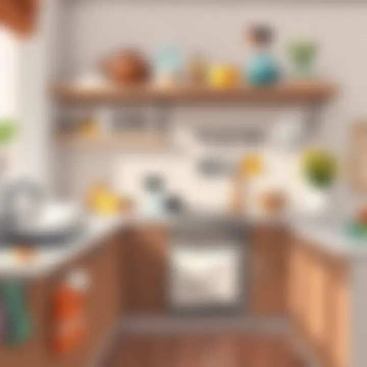 Cleaning Various Kitchen Surfaces Different surfaces in the kitchen being cleaned