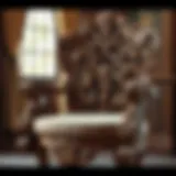 Intricate Carving on Furniture Intricate wood carving details on an ornate armchair