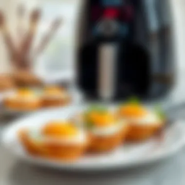 A plate featuring different egg dishes made in an airfryer