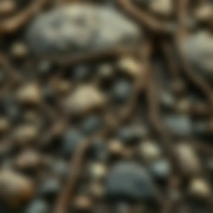 Close-Up of Rocky Soil Close-up of soil with stones and roots