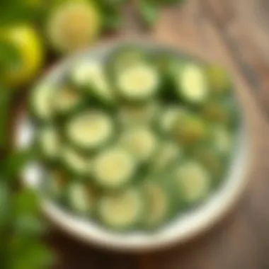 Sliced cucumbers arranged artistically on a plate