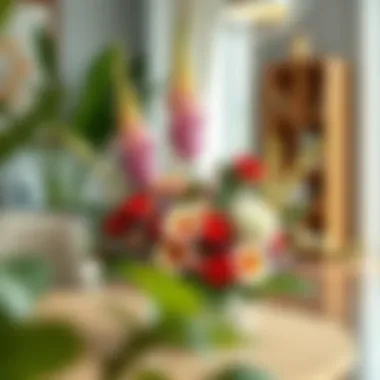 A beautifully arranged indoor flower display enhancing home decor