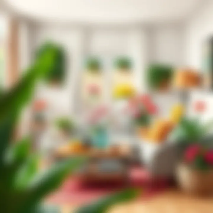 An inviting living space adorned with various indoor flowers